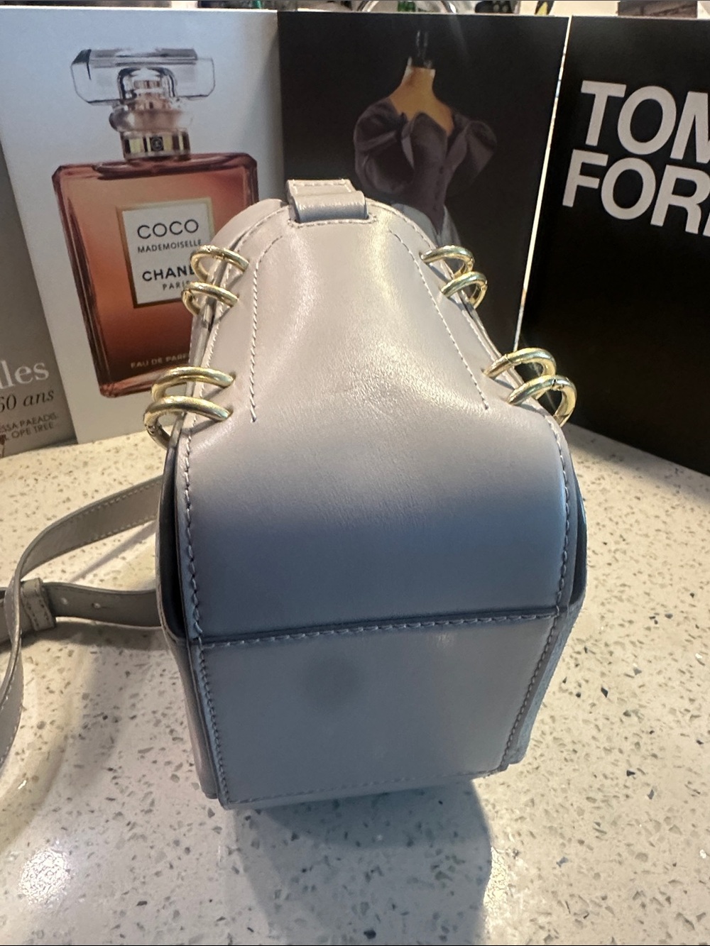 See By Chloe Gray Leather Drawstring Crossbody with Gold Accents - Picture 7 of 17